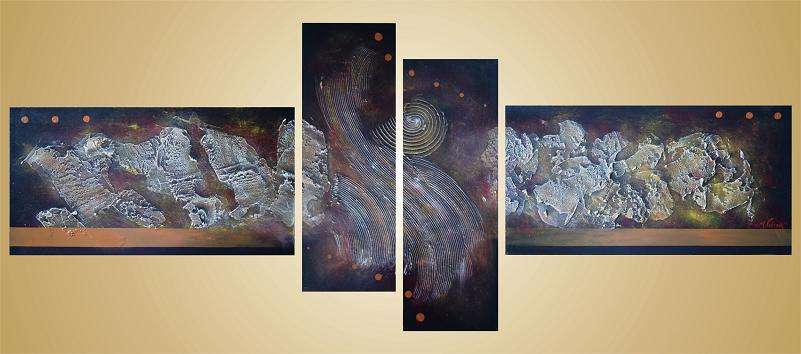 Original by Mario Pelser - Abstract  - 4 Panel Group Painting - size 1680 x 700
