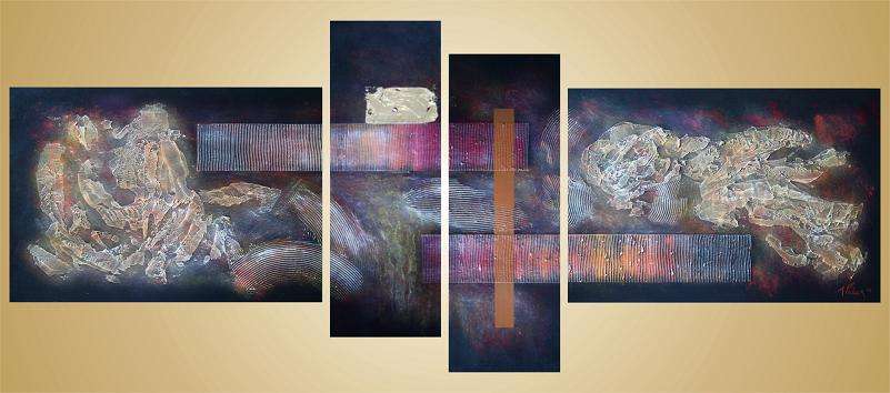 Original by Mario Pelser - Abstract  - 4 Panel Group Painting - size 1680 x 700