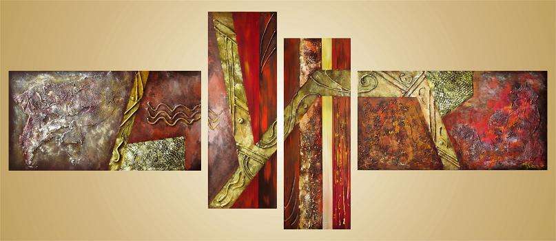 Original by Mario Pelser - Abstract  - 4 Panel Group Painting - size 1680 x 700