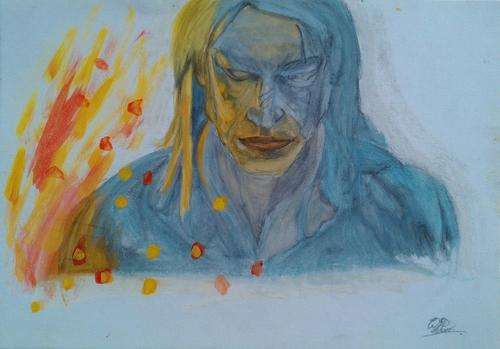 Investment Artwork - Original Waldo Pelser "Firewalker" 29cm x 42cm - Pastel and pencil