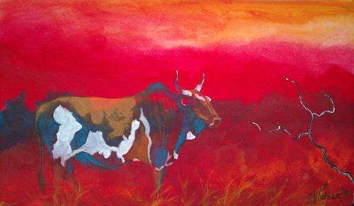 INVESTMENT ARTWORK - Original Mario Pelser (1976-) "Nguni" 35cm x 60cm
