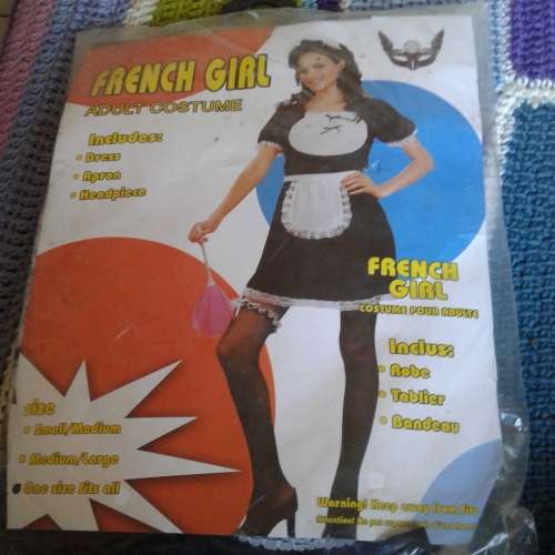 FRENCH GIRL ADULT COSTUME  (ONE SIZE FITS ALL )