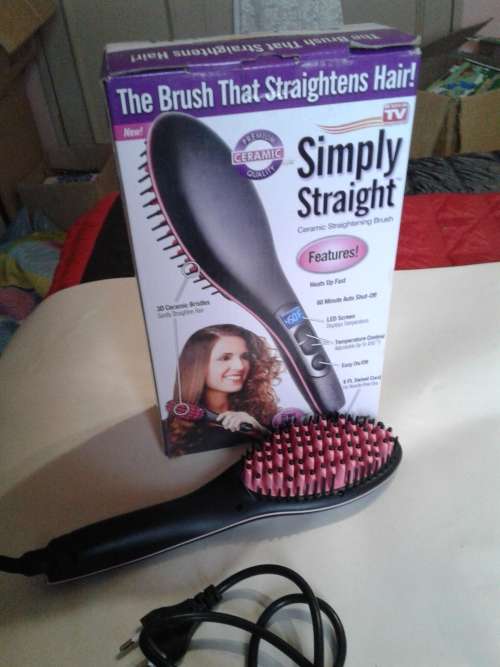 CERAMIC TEMPERATURE CONTROL HAIR STRAIGHTENING BRUSH