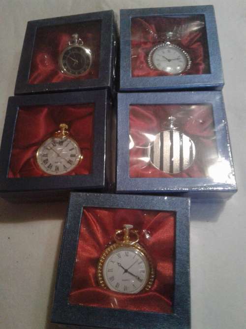 5 X STUNNING METAL CLASSIC QUARTZ POCKETWATCH  (TO CHOSE OR TAKE ALL )