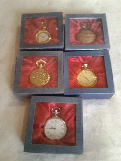 5 X STUNNING CLASSIC METAL QUARTZ POCKETWATCH  (TO CHOSE OR TAKE ALL )