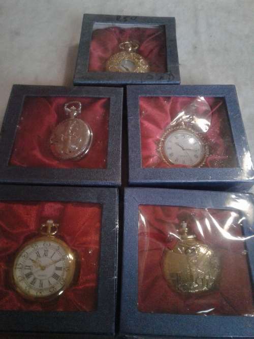 5 X STUNNING METAL QUARTZ CLASSIC POCKETWATCH  (TO CHOOSE OR TAKE ALL )