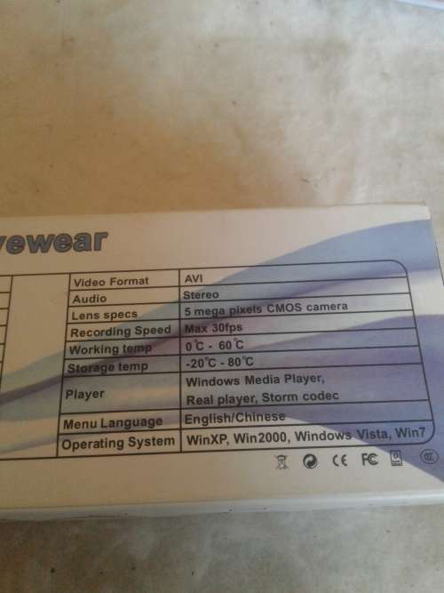 720 P HD CAMERA SPY GLASSES,5 MEGAPIXELS-4GB MEMORY