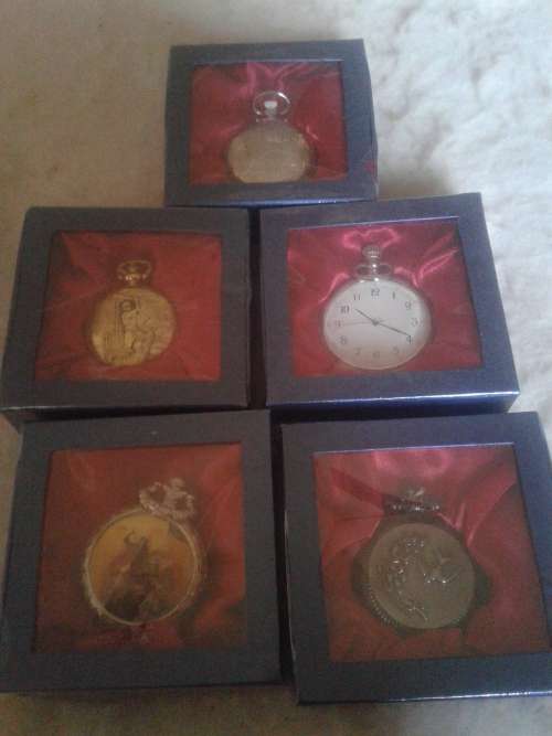 5 X STUNNING METAL QUARTZ POCKETWATCH  (TO CHOOSE OR TAKE ALL)