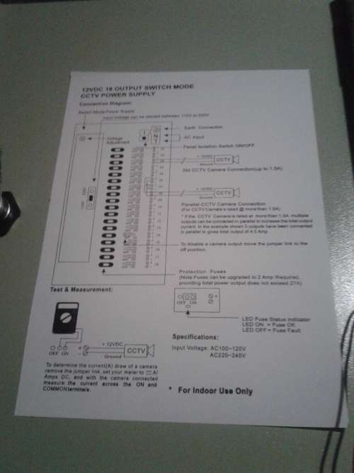12 VDC,18 OUTPUT SWITCH MODE CCTV POWER SUPPLY
