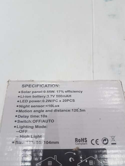 SOLAR POWERED LED WALL LIGHT (PIR SENSOR +NIGHT SENSOR)