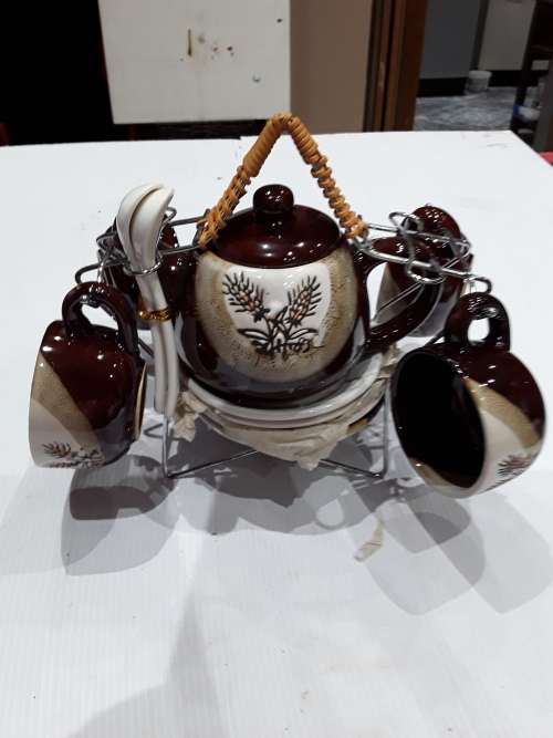 9 PIECE COFFEE SET ON STAND