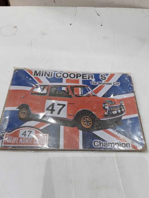 VINTAGE LOOK MINI COOPER METAL SIGN