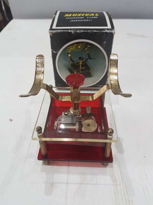 WIND UP CLASSICAL MUSIC TELEPHONE STAND(WORKS,IN MINT CONDITION