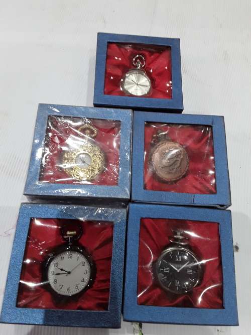 5 X STUNNING CLASSIC METAL QUARTZ POCKETWATCHES(TO CHOOSE OR TAKE ALL)