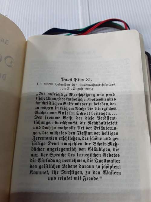 VINTAGE LEATHER GERMAN BIBLE(SHOTT MESSBUCH)1949 WITH HYMMNS
