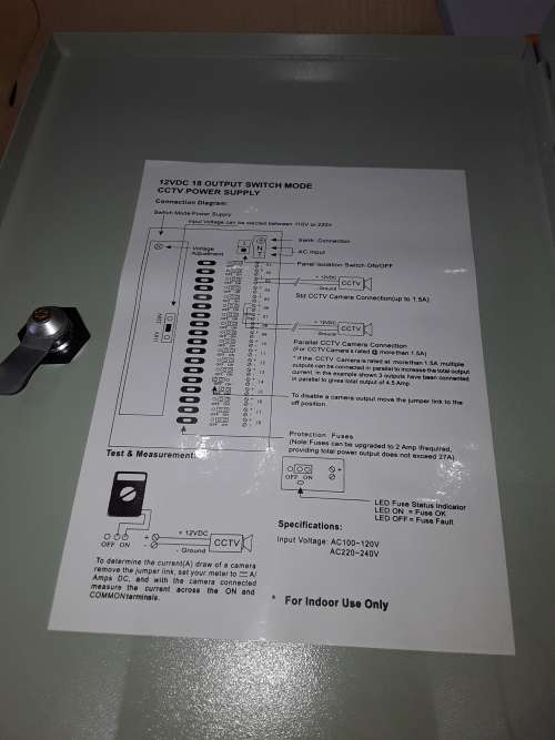 12 VDC,18 OUTPUT SWITCH MODE CCTV POWER SUPPLY