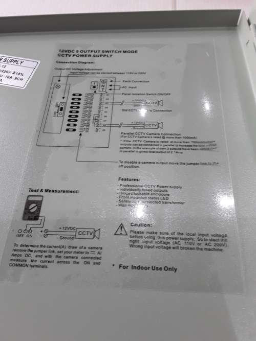 12 VDC,9 OUTPUT SWITCH MODE CCTV POWER SUPPLY