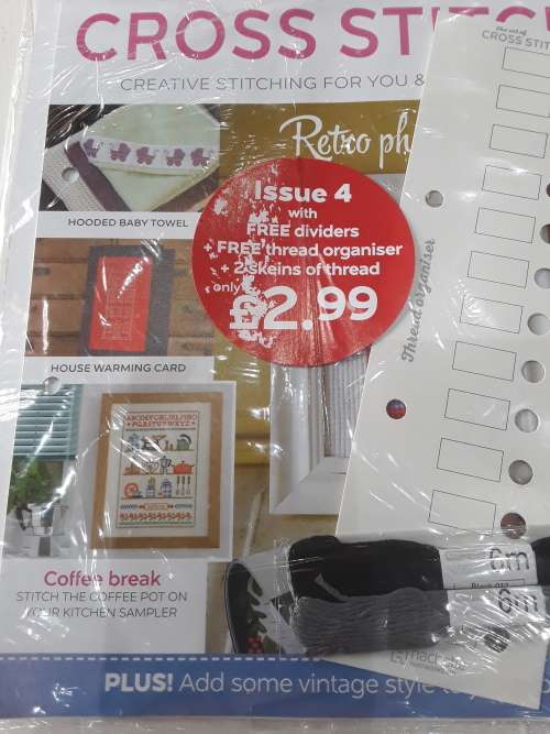 8 ISSUES OF CROSS STITCH PATTERNS(INCL.CANVAS,NEEDLES,COTTONS,BINDER, ETC...)ONE BID