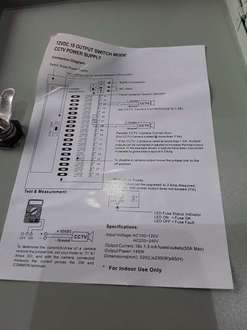 12VDC,18 OUTPUT SWITCH MODE CCTV POWER SUPPLY