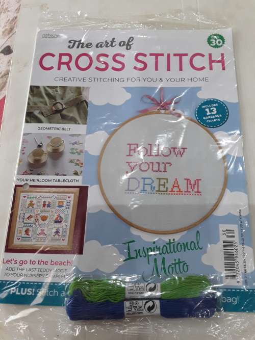 7 ISSUES OF CROSSTITCH PATTERNS INCL.CANVAS,COTTON HOOP ETC(22 PIECES)