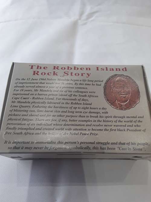ROBBEN ISLAND QUARRY ROCK WITH CERTIFICATE OF ORIGIN SIGNED MANDELA