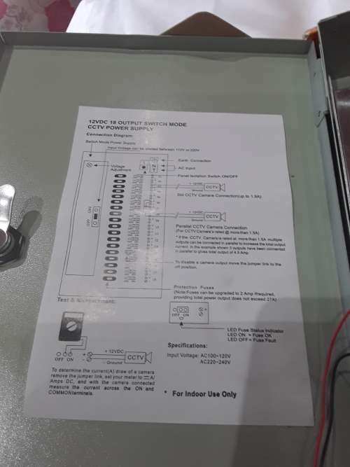12 VDC,18 OUTPUT SWITCH MODE CCTV POWER SUPPLY