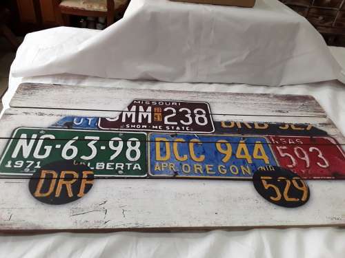 VINTAGE LOOK WOODEN NUMBER PLATE SIGN(CAN BE USED AS TABLETOP)80×40cm