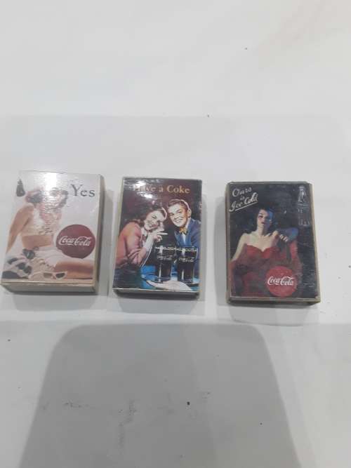 SET OF 3 VINTAGE COCA- COLA  MAGNETIC MATCHBOXES INCL.MATCHES