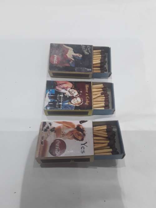 SET OF 3 VINTAGE COCA- COLA  MAGNETIC MATCHBOXES INCL.MATCHES