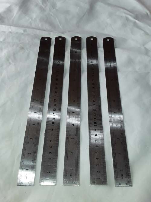 5 x 30CM STAINLESS STEEL RULERS IN REVERSIBLE INCH SIZES (ONE BID FOR ALL)