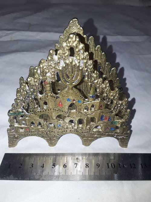 JEWISH BRASS NAPKIN/LETTER HOLDER(MARKINGS INSIDE)