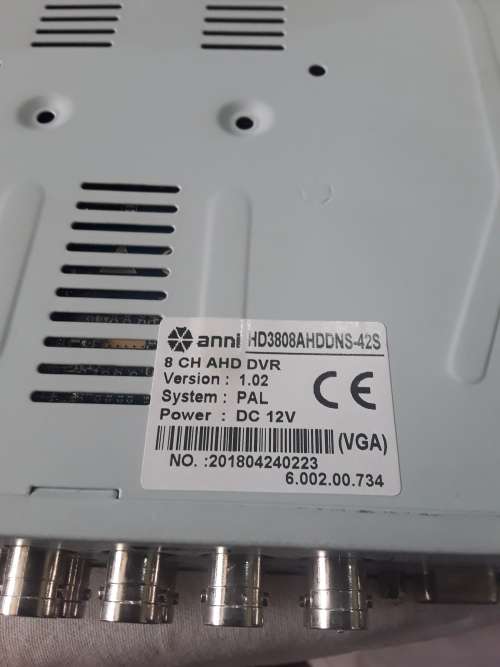 8 CHANNELS AHD DVR/NVR ,INCL.POWER SUPPLY, REMOTE AND MOUSE