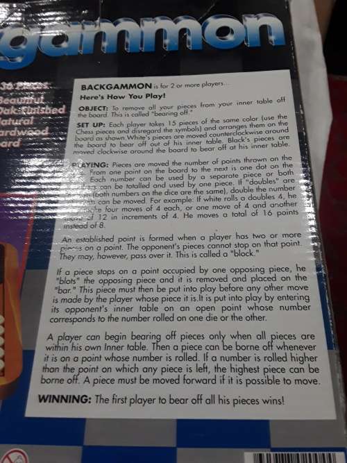 VINTAGE BACKGAMMON (OAK FINISH HARDWOOD BOARD)