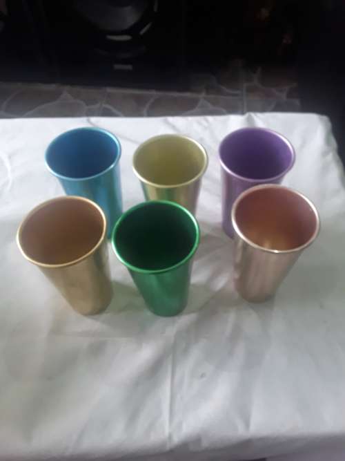 SET OF 6 GOLD DEER ALUMINIUM TUMBLERS(1950`S)