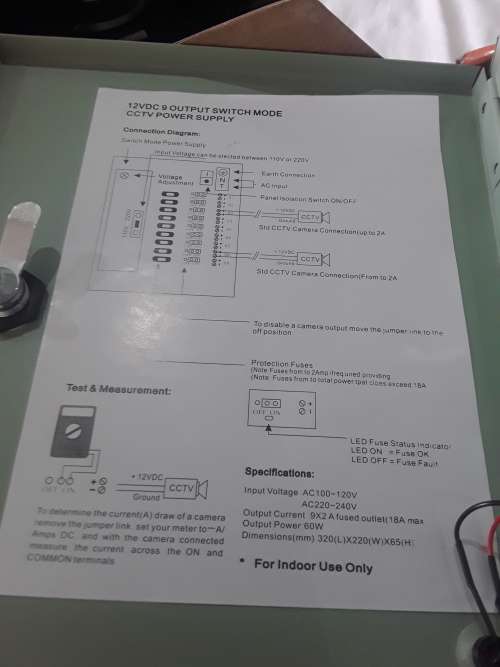 12 VDC,9 OUTPUT SWITCH MODE CCTV POWER SUPPLY