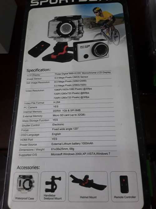 WIFI SPORTS CAM FOR IOS/ANDROID WITH REMOTE