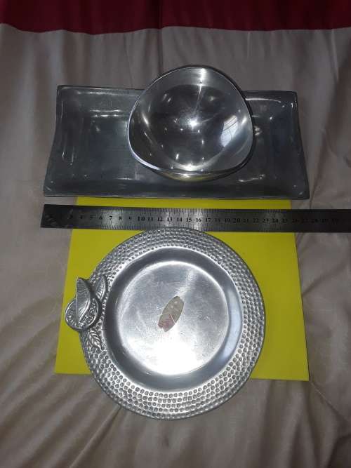 SET OF 3 CAROL BOYES STYLE PEWTER KITCHENWARE