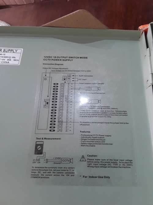 12 VDC,18 OUTPUT SWITCH MODE CCTV POWER SUPPLY