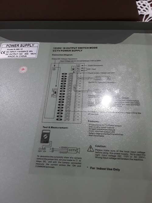 12VDC,18 OUTPUT SWITCH MODE CCTV POWER SUPPLY