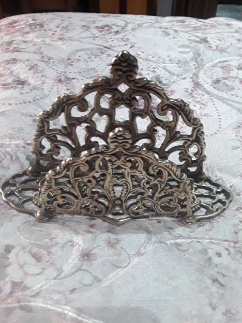 VINTAGE BRASS LETTER RACK BOROQUE STYLE ORNATE HEAVY