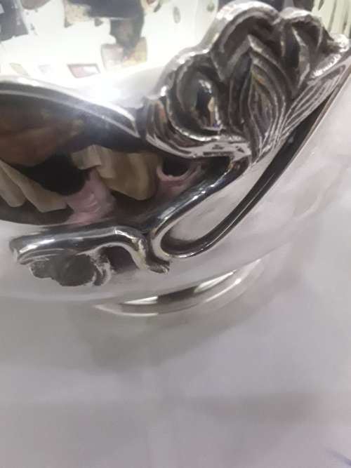VINTAGE SILVERPLATED SERVER BOWL(STUNNING EMBOSSED BRANCHED FLOWERS)26cm in diameter and 14cm height