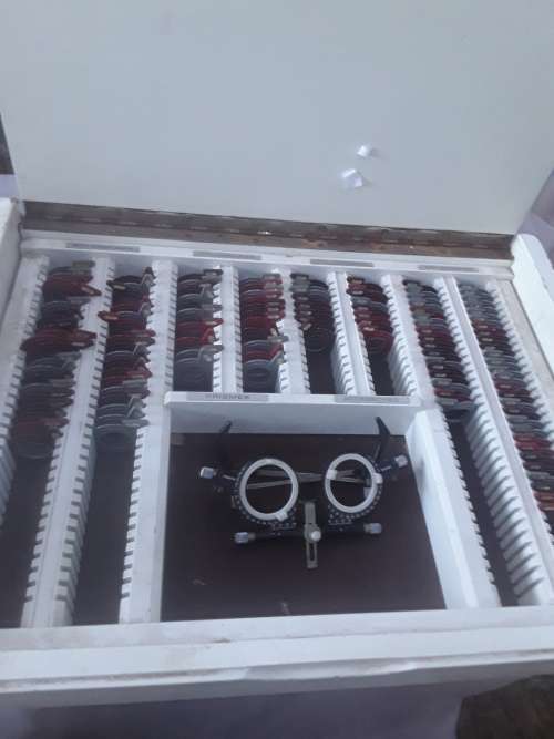 OPTOMERY FULLY ADJUSTABLE  TRIAL FRAME WITH MULTIPLES OF ALL SIZES TRIAL LENS