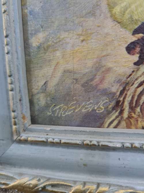 VINTAGE LADY PAINTING (OIL ON BOARD)SIGNED S.TREVENS-22 X 26CM