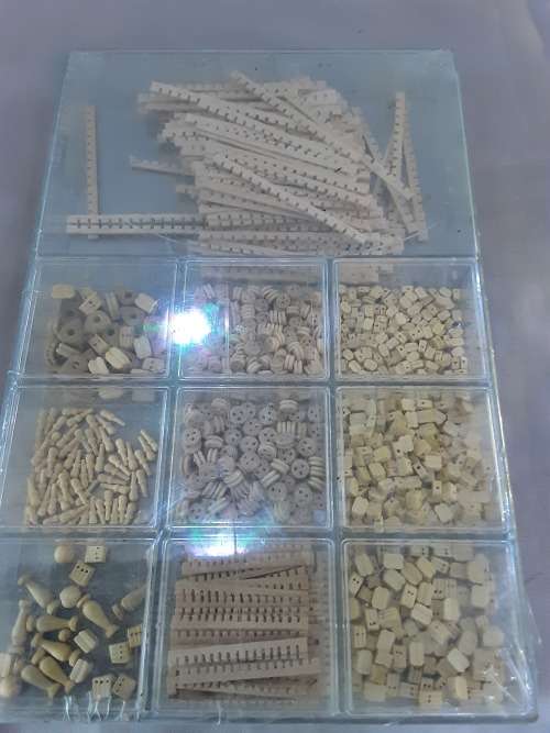 CASE OF WOODEN MINIATURES BUILD MODEL