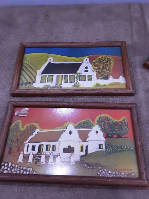 SET OF FOUR ARTWORK SIGNED I.GASTON(FRAMED IN GLASS)19 X 11CM