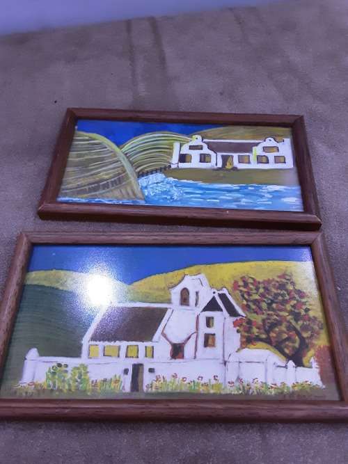 SET OF FOUR ARTWORK SIGNED I.GASTON(FRAMED IN GLASS)19 X 11CM