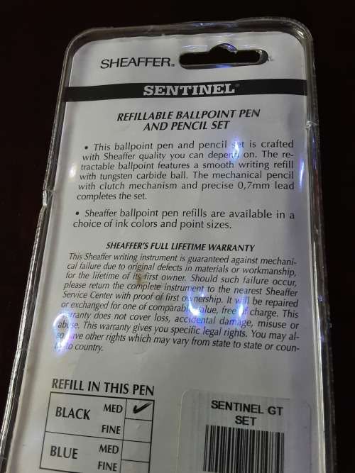 SHEAFFER SENTINEL REFILLABLE PEN SET