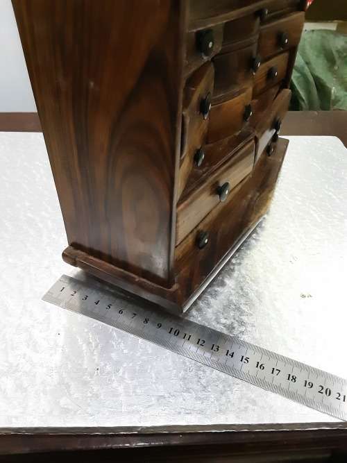 VINTAGE SOLID WOODEN 12 DRAWER DIAMENTIONAL JEWELRY BOX(27 X 22CM)