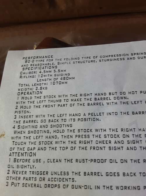 AIR RIFLE(MILITARY TRAINING DESIGN)CALIBER 4,5MM 5,5MM