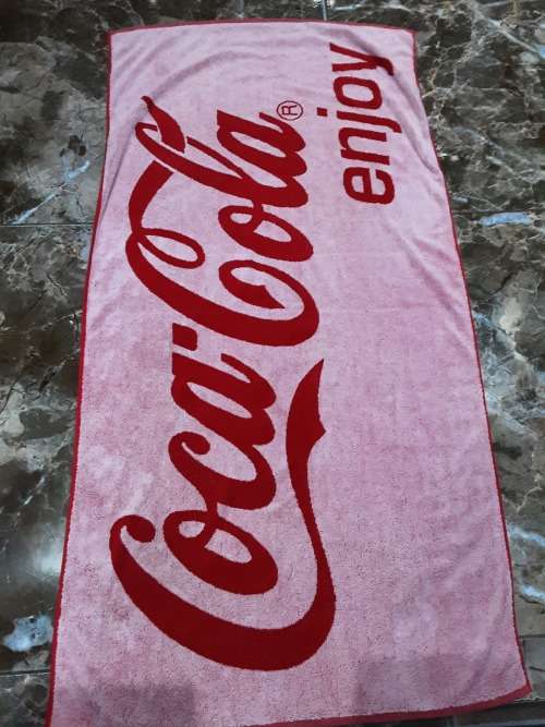 REVERSIBLE VINTAGE COCA-COLA BATH TOWL(UNUSED)TROUSSEAU ROYAL LABEL-1.44 x 74cm